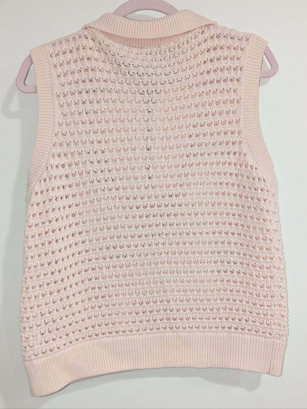 NEW Varley Bains Open-knit Cotton Vest Light Pink - Picture 6 of 6
